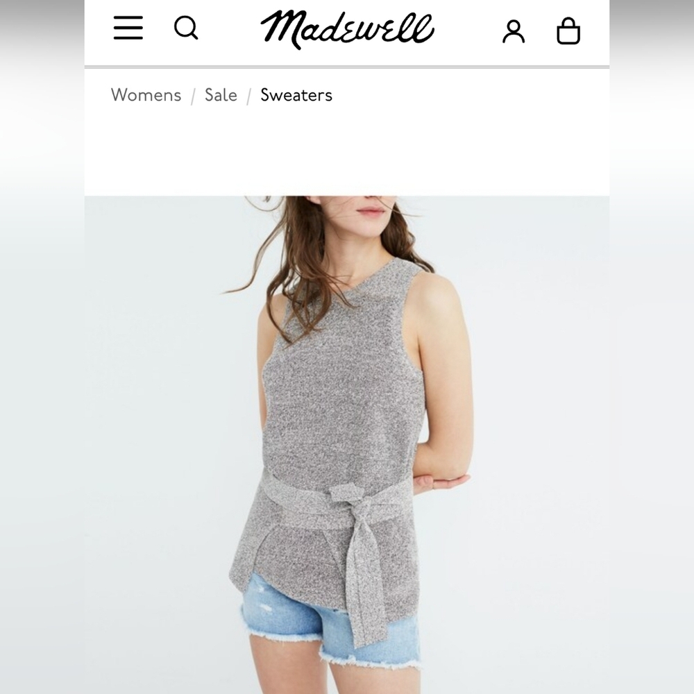 Madewell Tie-wrap Sweater Tank grey knit Sleeveless Lightweight size small